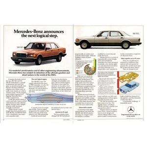 1981 Mercedes 300 SD SEL Luxury Sedan 2 Page Vintage Print Ad Man Cave Wall Art